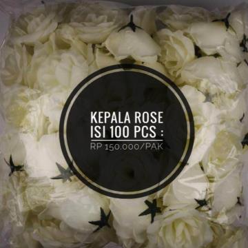 Kepala Rose MAK Putih isi 100 pcs